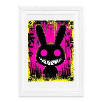 Lapin Noir Électro - Affiche encadrée (27 × 37 cm) - blanc - Devant