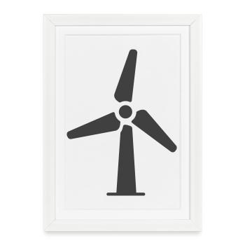 Logo de l’icône de l’éolienne - Affiche encadrée (27 × 37 cm) - blanc - Devant