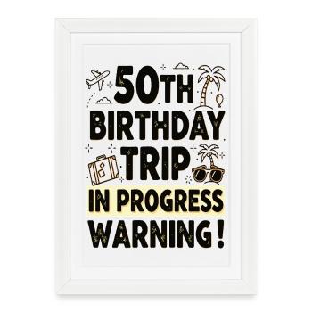50th Birthday Travel Adventure Design - Framed poster (27 × 37 cm) - white - Front