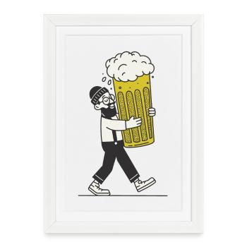 Bière Hipster - Affiche encadrée (27 × 37 cm) - blanc - Devant