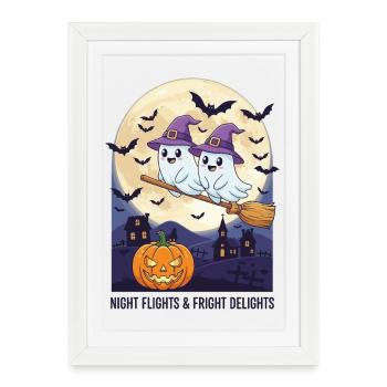 Vols de nuit et délices de l’épouvante - Affiche encadrée (27 × 37 cm) - blanc - Devant