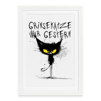 Grim Cat - Cheshire Cat, c’était hier - Affiche encadrée (27 × 37 cm) - blanc - Devant