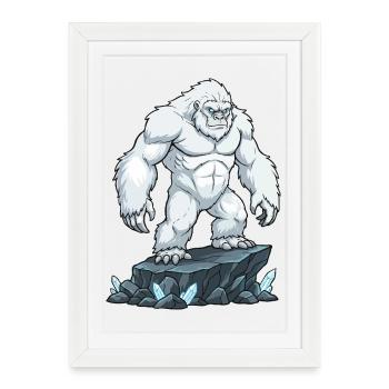 Yéti Abominable Bonhomme de Neige - Affiche encadrée (27 × 37 cm) - blanc - Devant