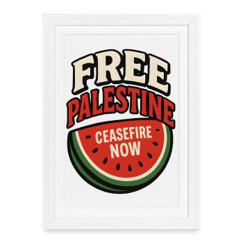 Paix Palestine Cessez le Feu Pastèque - Affiche encadrée (27 × 37 cm) - blanc - Devant