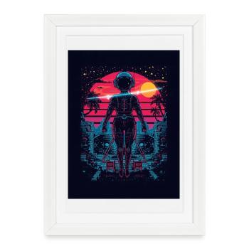Astronaut Neon Sunset - Framed poster (27 × 37 cm) - white - Front