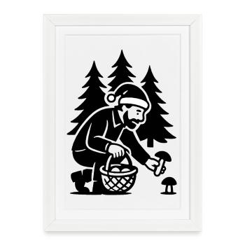 Mushroom Picker - Mushroom Picking Christmas Porcini Mushroom - Framed poster (27 × 37 cm) - white - Front