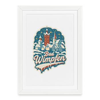 Paysage hivernal de Bad Wimpfen - Affiche encadrée (27 × 37 cm) - blanc - Devant
