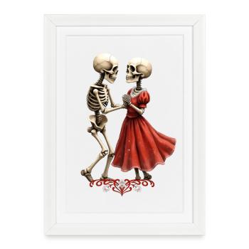 Red Skeletal Dance - Framed poster (27 × 37 cm) - white - Front
