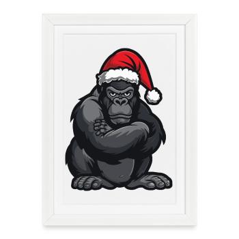 Gorilla Christmas - Framed poster (27 × 37 cm) - white - Front