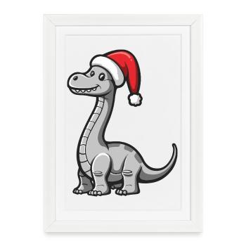 Dinosaur brontosaurus Christmas - Framed poster (27 × 37 cm) - white - Front