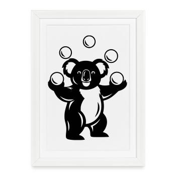Koala juggles balls cartoon illustration - Framed poster (27 × 37 cm) - white - Front