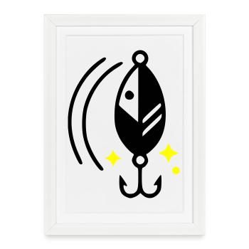 Fishing Lure Turn Signal Hook Icon - Framed poster (27 × 37 cm) - white - Front