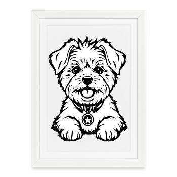 Chien blanc blanc chien tête de chien T-shirt cadeau - Affiche encadrée (27 × 37 cm) - blanc - Devant