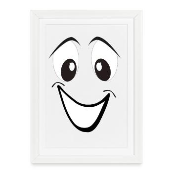 Smiling cartoon face - Framed poster (27 × 37 cm) - white - Front