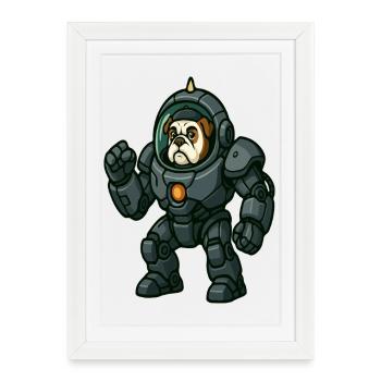 Pilote Bulldog en armure spatiale de mécha lourde - Affiche encadrée (27 × 37 cm) - blanc - Devant