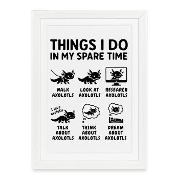 Drôle de passe-temps d’axolotl : temps de loisir - Affiche encadrée (27 × 37 cm) - blanc - Devant