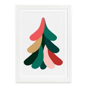 Sapin de Noël coloré pour Noël - Affiche encadrée (27 × 37 cm) - blanc - Devant