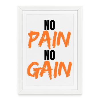 Pas de douleur, pas de gain – Motivation à la salle de sport - Affiche encadrée (27 × 37 cm) - blanc - Devant