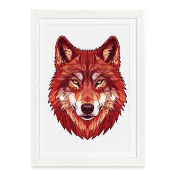 Geometric Red Wolf - Framed poster (27 × 37 cm) - white - Front