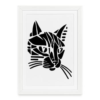 Chat tribal noir - Affiche encadrée (27 × 37 cm) - blanc - Devant