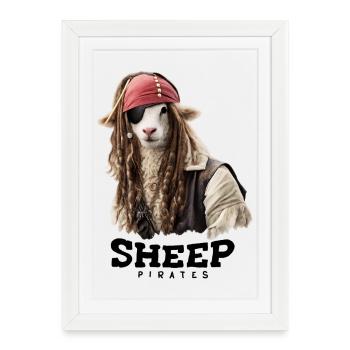 Pirate Sheep with Dreadlocks - Framed poster (27 × 37 cm) - white - Front