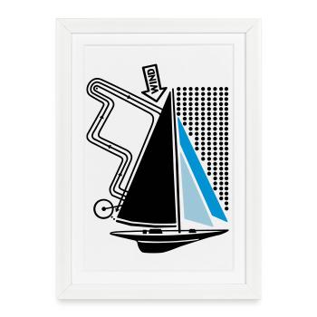 Sailing Yacht & Regatta Course Sailboat Sailing Yacht - Framed poster (27 × 37 cm) - white - Front