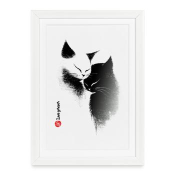 Amour des chats - Affiche encadrée (27 × 37 cm) - blanc - Devant