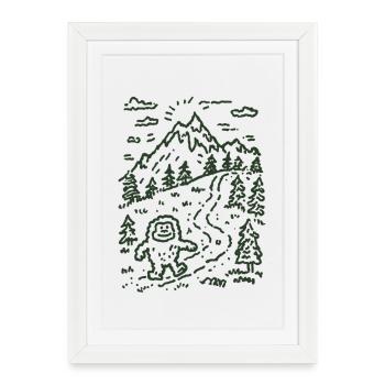Randonneur de montagne dans un paysage forestier - Affiche encadrée (27 × 37 cm) - blanc - Devant