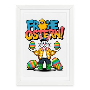 Happy Easter Bunny Color Festival - Framed poster (27 × 37 cm) - white - Front