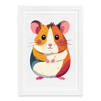Petit motif coloré de patchwork de hamster mignon - Affiche encadrée (27 × 37 cm) - blanc - Devant