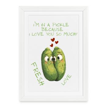 Concombres amoureux – amour frais - Affiche encadrée (27 × 37 cm) - blanc - Devant