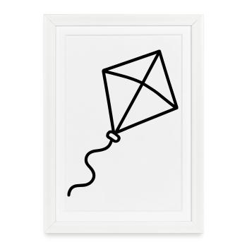 cerf volant - Affiche encadrée (27 × 37 cm) - blanc - Devant