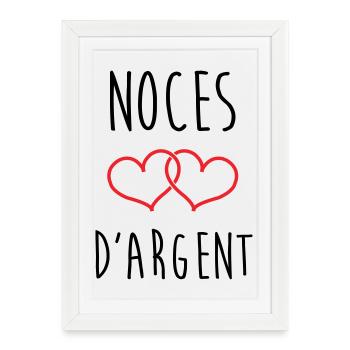 noces d'argent 25 ans d'amour - Affiche encadrée (27 × 37 cm) - blanc - Devant