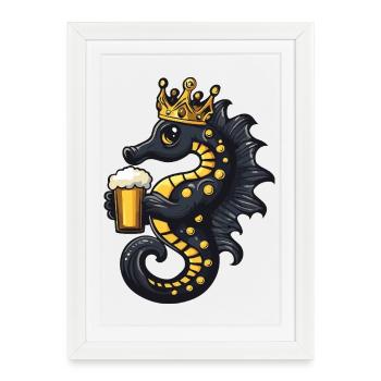 Seahorse Beer King - Framed poster (27 × 37 cm) - white - Front