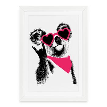 Koala avec lunettes en forme de cœur et panneau de jupe - Affiche encadrée (27 × 37 cm) - blanc - Devant