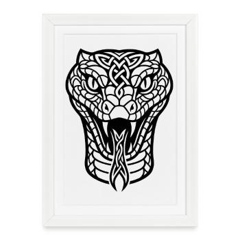 Conception de la mythologie nordique du serpent de mer viking - Affiche encadrée (27 × 37 cm) - blanc - Devant