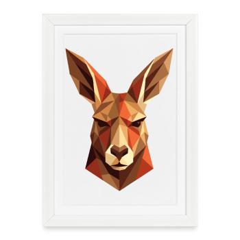 Kangourous Australie Outback Wild Mignons Kangourous - Affiche encadrée (27 × 37 cm) - blanc - Devant