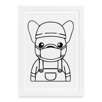Masque Frenchie Doctor Care - Affiche encadrée (27 × 37 cm) - blanc - Devant