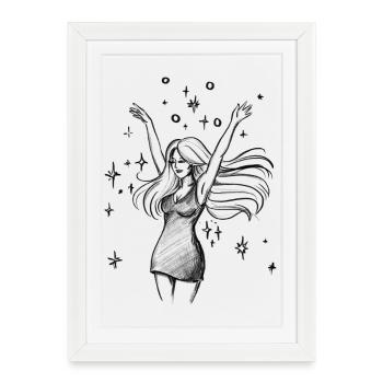 Dancing Woman Empowerment - Illustration - Framed poster (27 × 37 cm) - white - Front