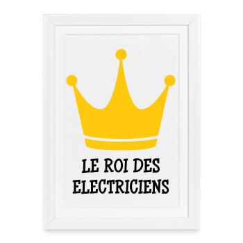 Le Roi des Électriciens : Maître de la Tension - Affiche encadrée (27 × 37 cm) - blanc - Devant