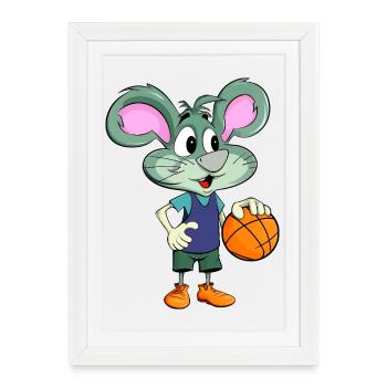Basketball Mouse - Framed poster (27 × 37 cm) - white - Front