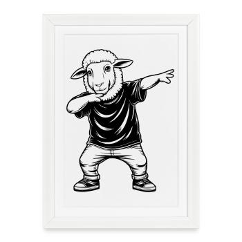 Dabbing Sheep - Framed poster (27 × 37 cm) - white - Front