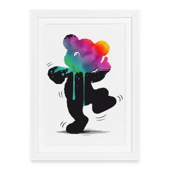Rainbow Bear Silhouette with Watercolor Gradient - Framed poster (27 × 37 cm) - white - Front