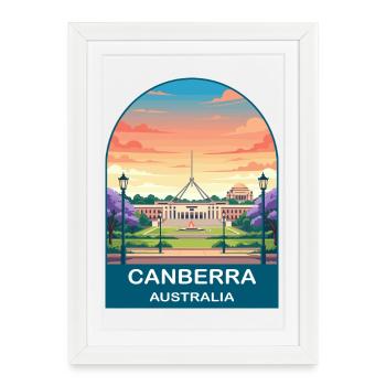 Canberra Australia Parliament House Travel Art - Framed poster (27 × 37 cm) - white - Front