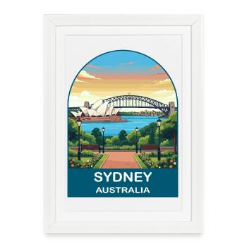Art de l’affiche de voyage à l’Opéra de Sydney, Australie - Affiche encadrée (27 × 37 cm) - blanc - Devant