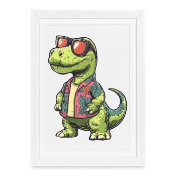 Dinosaur Brontosaurus Comic Vacation - Framed poster (27 × 37 cm) - white - Front