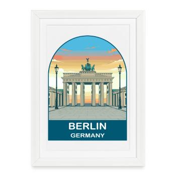 Berlin Allemagne Tour TV Art de voyage vintage - Affiche encadrée (27 × 37 cm) - blanc - Devant