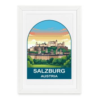 Salzburg Austria Vintage Travel Poster Art - Framed poster (27 × 37 cm) - white - Front