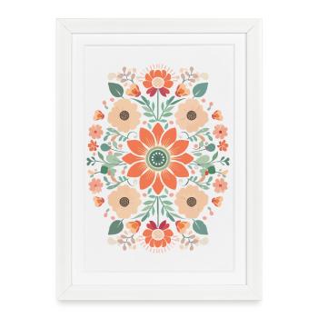 Floral Retro Design Boho Flower Power - Framed poster (27 × 37 cm) - white - Front