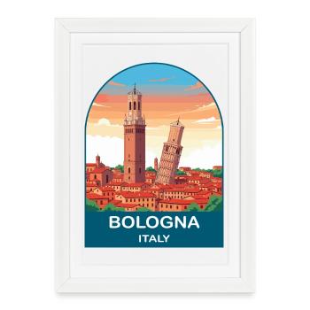 Bologna Italy Vintage Travel Poster Art - Framed poster (27 × 37 cm) - white - Front